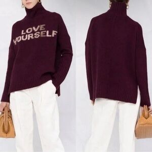 ZADIG & VOLTAIRE Alma Purple Love Yourself Pullover Sweater Knit size L